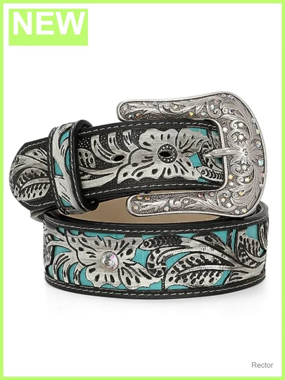 Western Belts for Women Cowgirl Cowboy with Interchangeable Buckles PU Leather